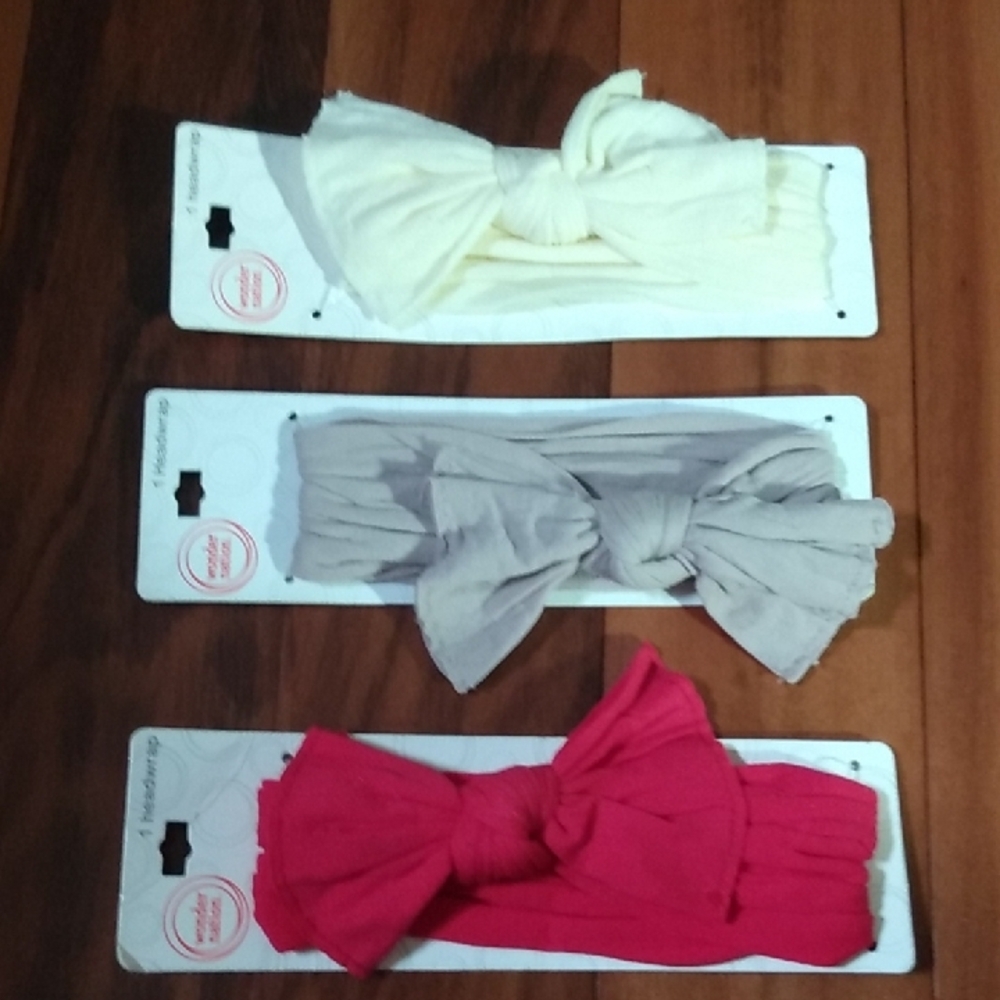 NWT Wonder Nation Toddler Girls 3+ Headwraps Bundle, Set of 3 Packages